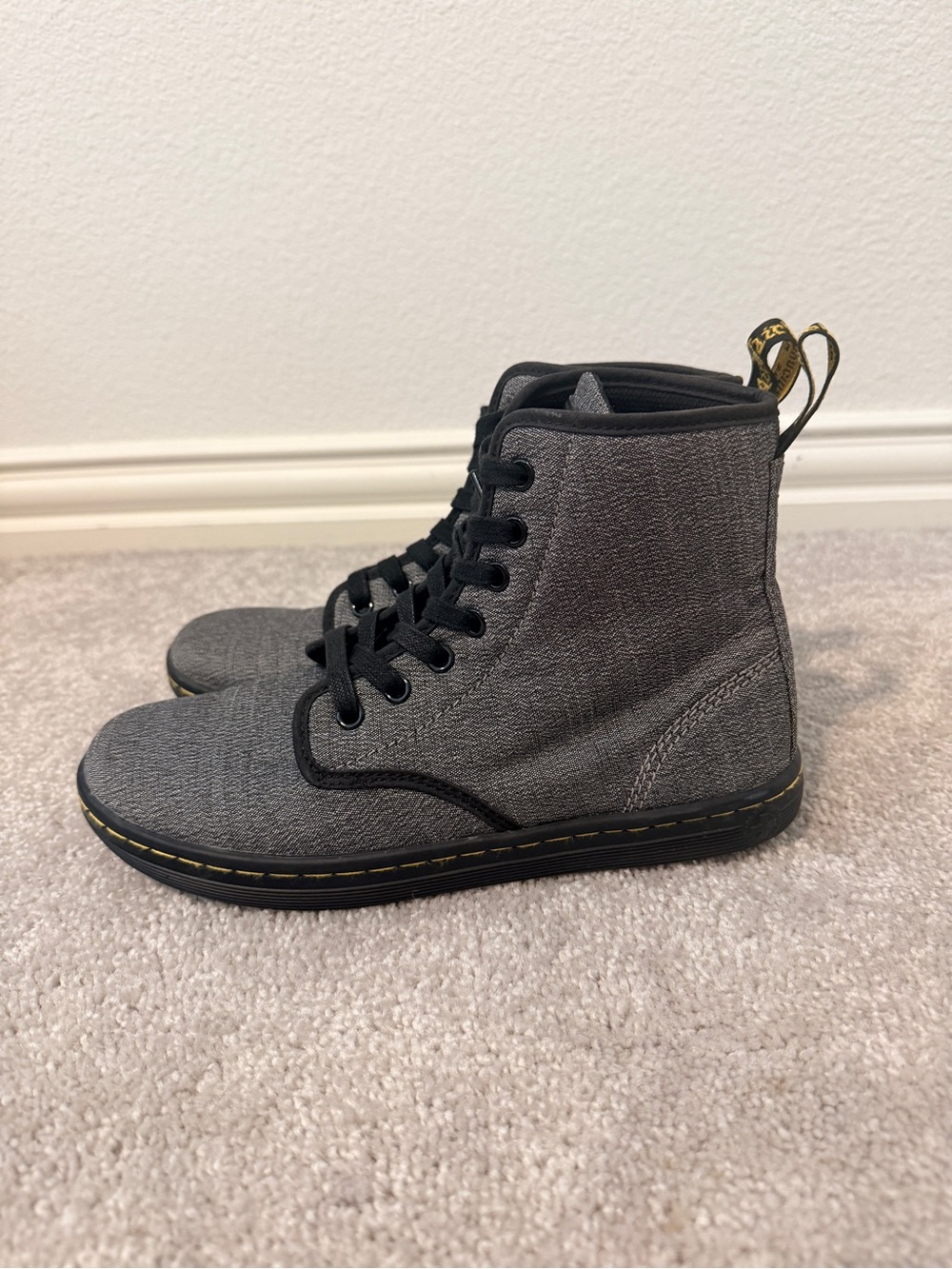 Dr Martens Shoreditch Grey Canvas Boots Womens 7